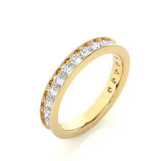 1.50 Ct Round Moissanite Channel Setting Wedding Band In Yellow Gold