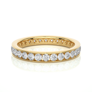 Round Stone Channel Setting Moissanite Ring yellow gold