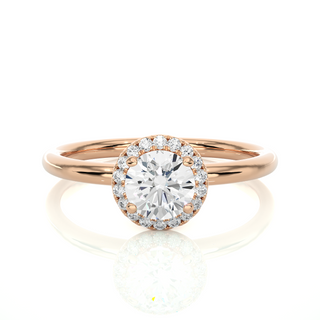 0.50 Ct Round Moissanite Halo Engagement Ring In Silver