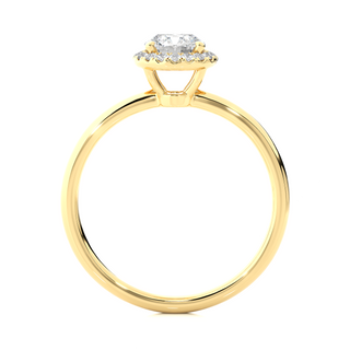 Round Stone Halo with Plain Band Moissanite Ring yellow gold