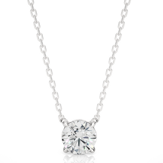 Round Stone Moissanite Pendant white gold