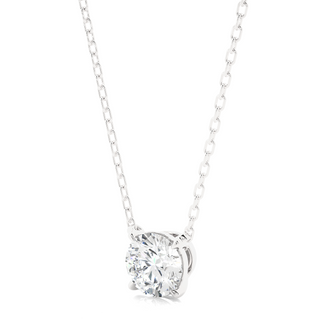 1 Carat Round Moissanite Solitaire Pendant In Silver
