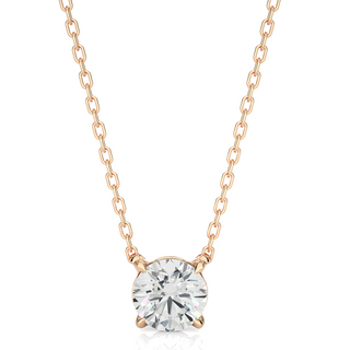1 Carat Round Moissanite Solitaire Pendant In Yellow Gold