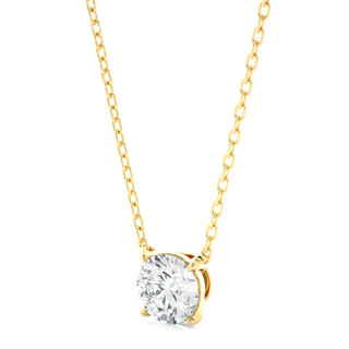 1 Carat Round Moissanite Solitaire Pendant In Yellow Gold
