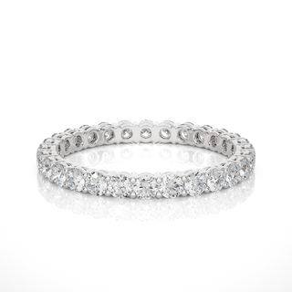 1 Ct Round Moissanite Surface Prong Eternity Band In White Gold