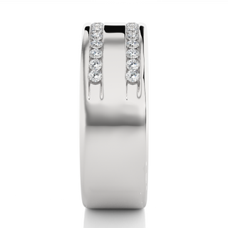 Round Stone Two Row Moissanite Ring silver