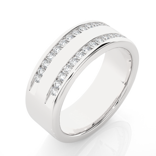Round Stone Two Row Moissanite Ring silver