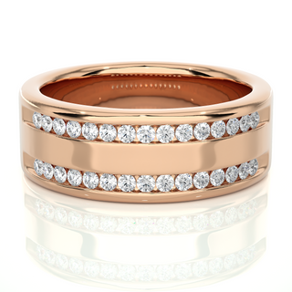 1 Ct Round Moissanite Two Row Wedding Band In Silver