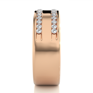 Round Stone Two Row Moissanite Ring rose gold