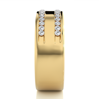Round Stone Two Row Moissanite Ring yellow gold