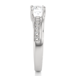 Round Stone With Four Prong Channel Setting Moissanite Ring silver