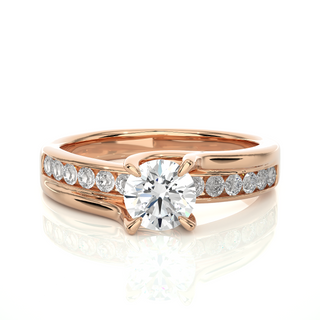 1.50 Ct Round Moissanite Bypass Channel Set Ring In Silver