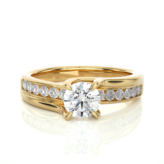 1.50 Ct Round Moissanite Bypass Channel Set Ring In Rose Gold