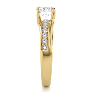 Round Stone With Four Prong Channel Setting Moissanite Ring yellow gold