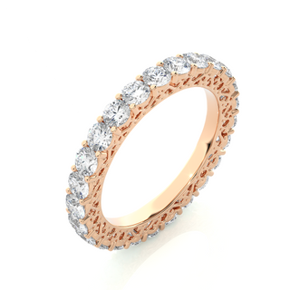 Round Stone filigree Pattern Moissanite Ring rose gold