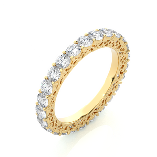 Round Stone filigree Pattern Moissanite Ring yellow gold