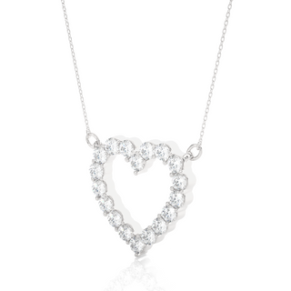 Round Stone heart Shape Moissanite Pendant white gold