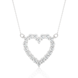 Round Stone heart Shape Moissanite Pendant silver
