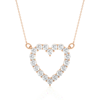 Round Stone heart Shape Moissanite Pendant rose gold