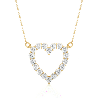 Round Stone heart Shape Moissanite Pendant yellow gold