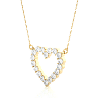 Round Stone heart Shape Moissanite Pendant yellow gold