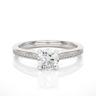 1.40 Carat Round Cut Moissanite Engagement Ring  In White Gold