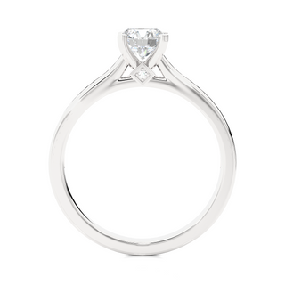 Round Stone with Bridge Accent Moissanite Ring white gold