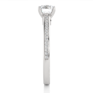 Round Stone with Bridge Accent Moissanite Ring white gold