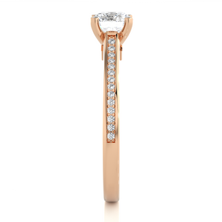 Round Stone with Bridge Accent Moissanite Ring rose gold