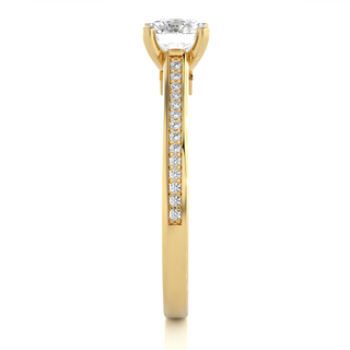 Round Stone with Bridge Accent Moissanite Ring yellow gold