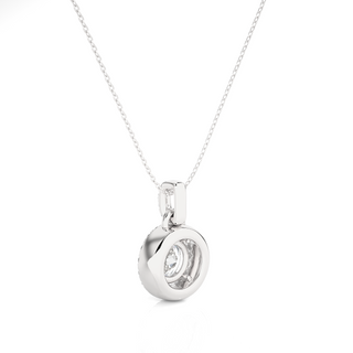 Round Stone with Halo Moissanite Pendant silver