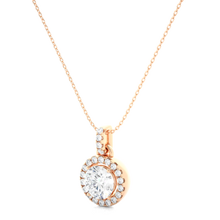 Round Stone with Halo Moissanite Pendant rose gold