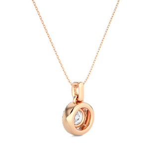 Round Stone with Halo Moissanite Pendant rose gold