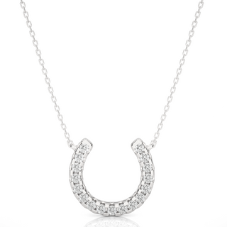 0.5 Ct Horse Shoe Design Round Stone Moissanite Pendant In White Gold