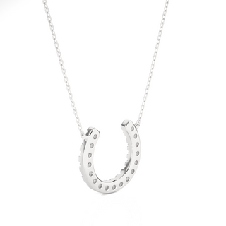 Round Stone with Horse Shoe Design Pendant white gold