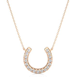 Round Stone with Horse Shoe Design Pendant rose gold