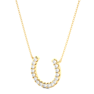 Round Stone with Horse Shoe Design Pendant yellow gold