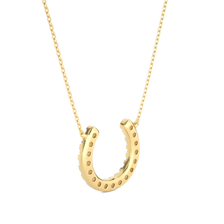 Round Stone with Horse Shoe Design Pendant yellow gold
