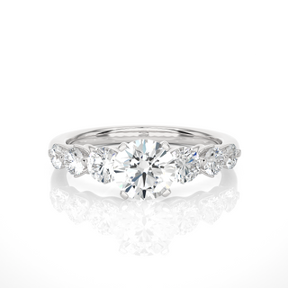 2 Carat Round Cut Moissanite Seven Stone Engagement Ring In White Gold