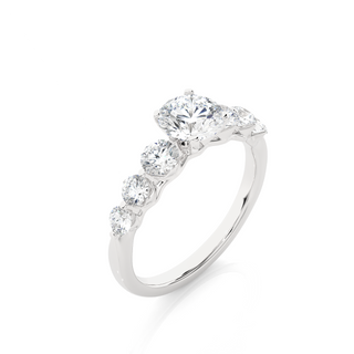 Round cut Seven Stone Moissanite Women's Ring white gold