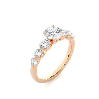 Round cut Seven Stone Moissanite Women's Ring rose gold