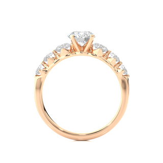 Round cut Seven Stone Moissanite Women's Ring rose gold