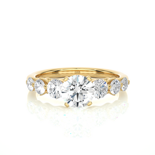 Round cut Seven Stone Moissanite Women's Ring yellow gold