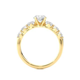 Round cut Seven Stone Moissanite Women's Ring yellow gold