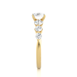 Round cut Seven Stone Moissanite Women's Ring yellow gold
