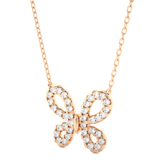 Scallop Pave Butterfly Shape Moissanite Pendant rose gold