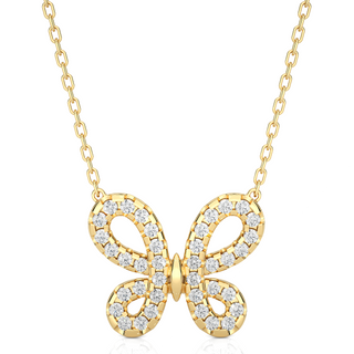 0.5 Ct Scallop Pave Butterfly Shape Moissanite Pendant In Silver