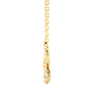Scallop Pave Butterfly Shape Moissanite Pendant yellow gold
