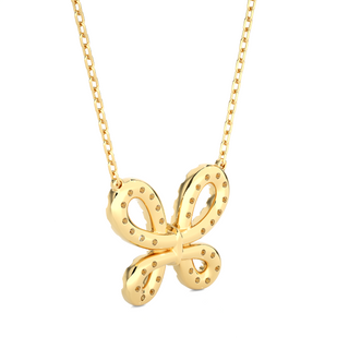 Scallop Pave Butterfly Shape Moissanite Pendant yellow gold
