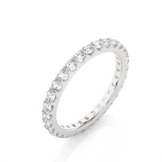 Scalloped Paved Women's Moissanite Eternity Ring silver